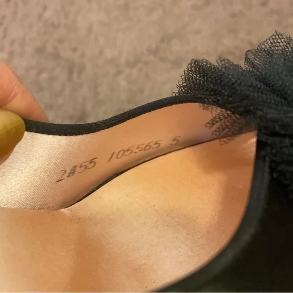 Vintage Daniel Green Comfy Boudoir Shoes Slippers Black Satin Peep Toe 5 - Picture 5 of 10